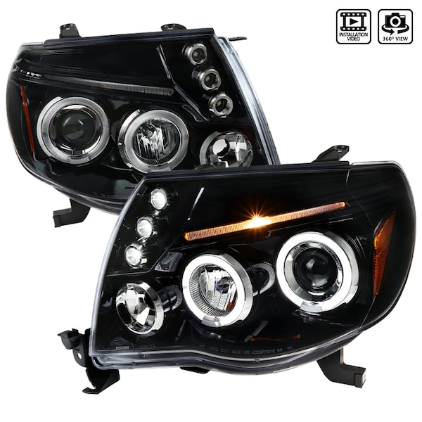Spec-D Tuning 05-11 Toyota Tacoma Dual Halo LED Pro Headlights 2LHP-TAC06BK-TM - main